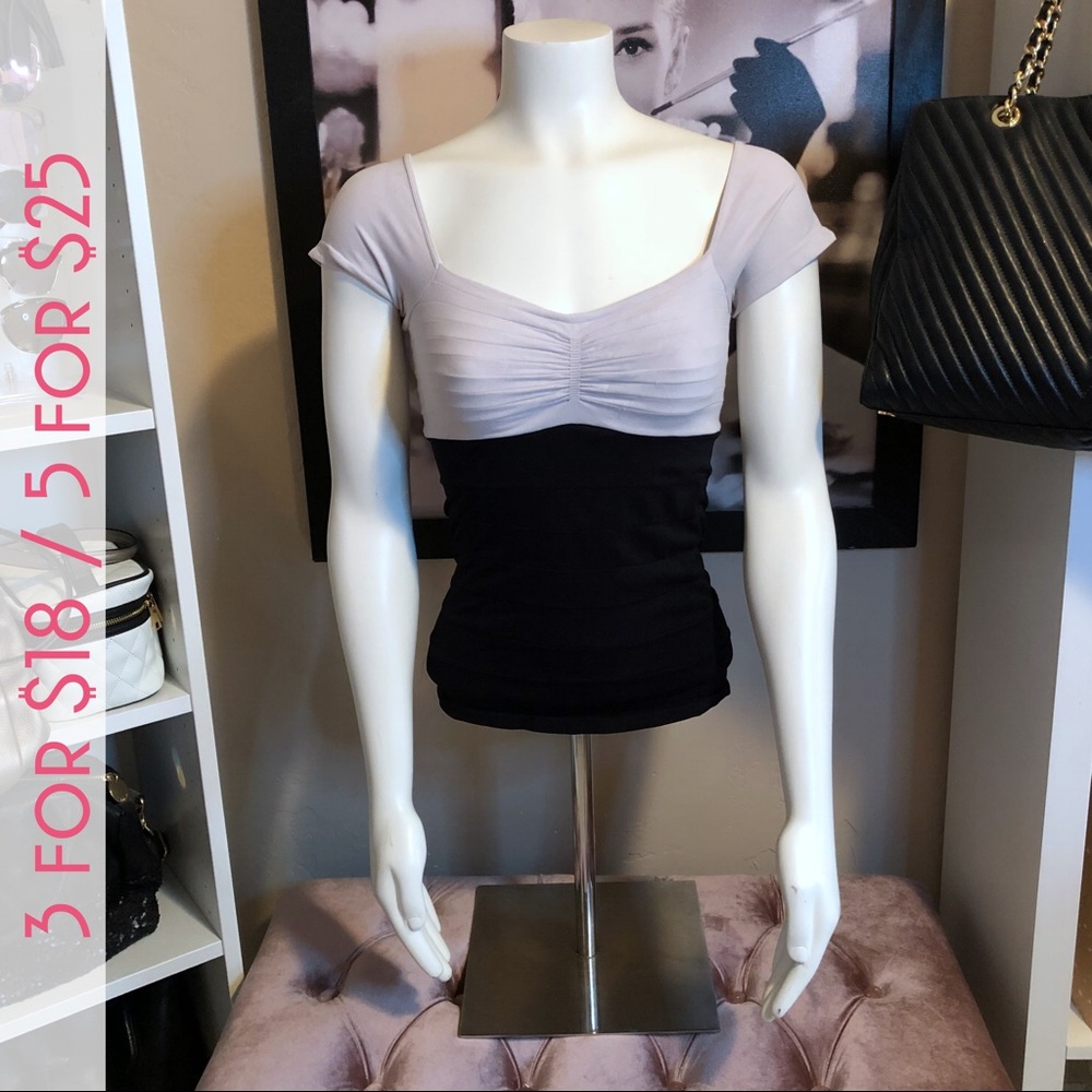 Bebe Black and White Stretch Top